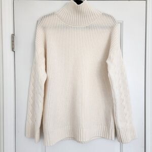 Gentle Herd Cashmere Turtleneck Sweater Cream Oversized Dropped Shoulder XS